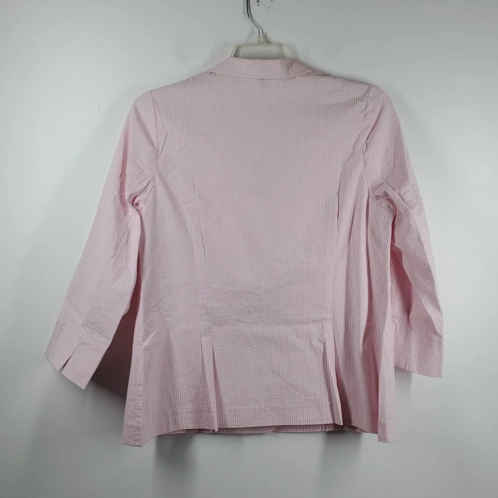 Lauren Ralph Lauren Pink White Seersucker Blazer 2X - Picture 8 of 11